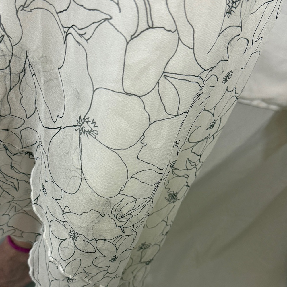 White House Black Market Ivory and Charcoal Floral Dress - Picture 6 of 11